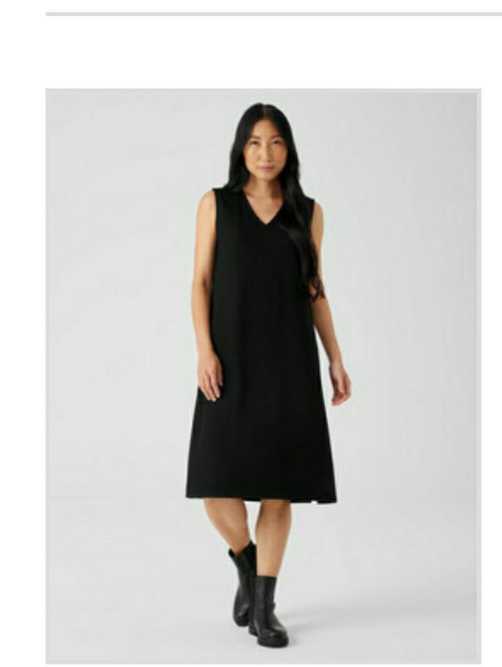 Eileen Fisher Classic Black Sleeveless Shift Dress - Women